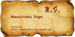 Macsicska Inge névjegykártya